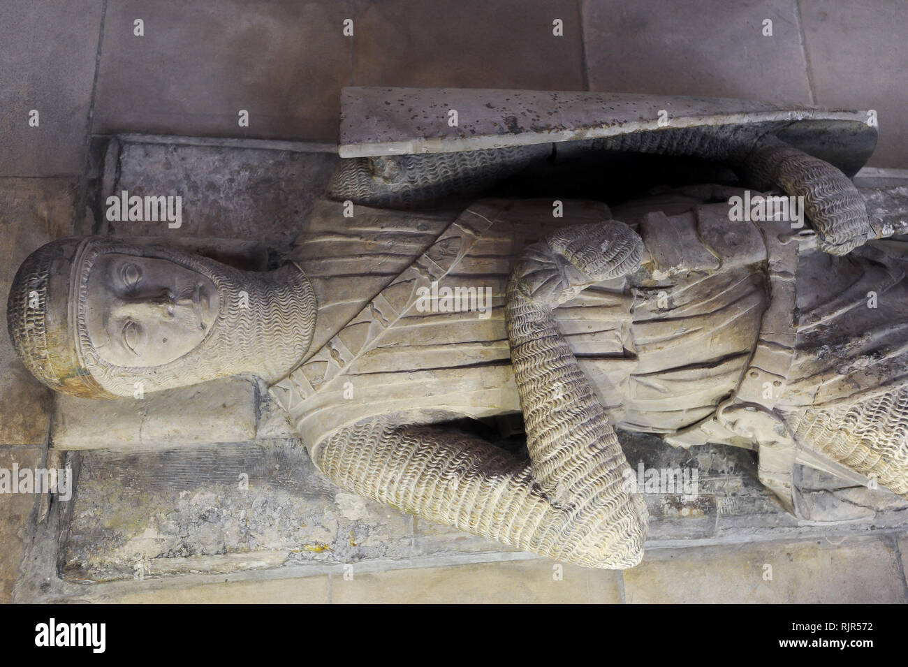 Gilbert Marschall, 4. Earl of Pembroke, Bildnis im romanischen Tempel Kirche Erbaut 1185 durch Ritter Templer von Dan Brown's 2003 meistverkauften Roman Stockfoto