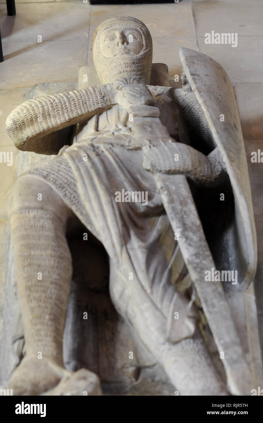 Gilbert Marschall, 4. Earl of Pembroke, Bildnis im romanischen Tempel Kirche Erbaut 1185 durch Ritter Templer von Dan Brown's 2003 meistverkauften Roman Stockfoto