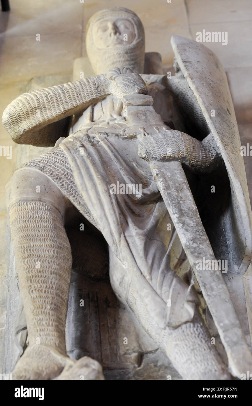 Gilbert Marschall, 4. Earl of Pembroke, Bildnis im romanischen Tempel Kirche Erbaut 1185 durch Ritter Templer von Dan Brown's 2003 meistverkauften Roman Stockfoto