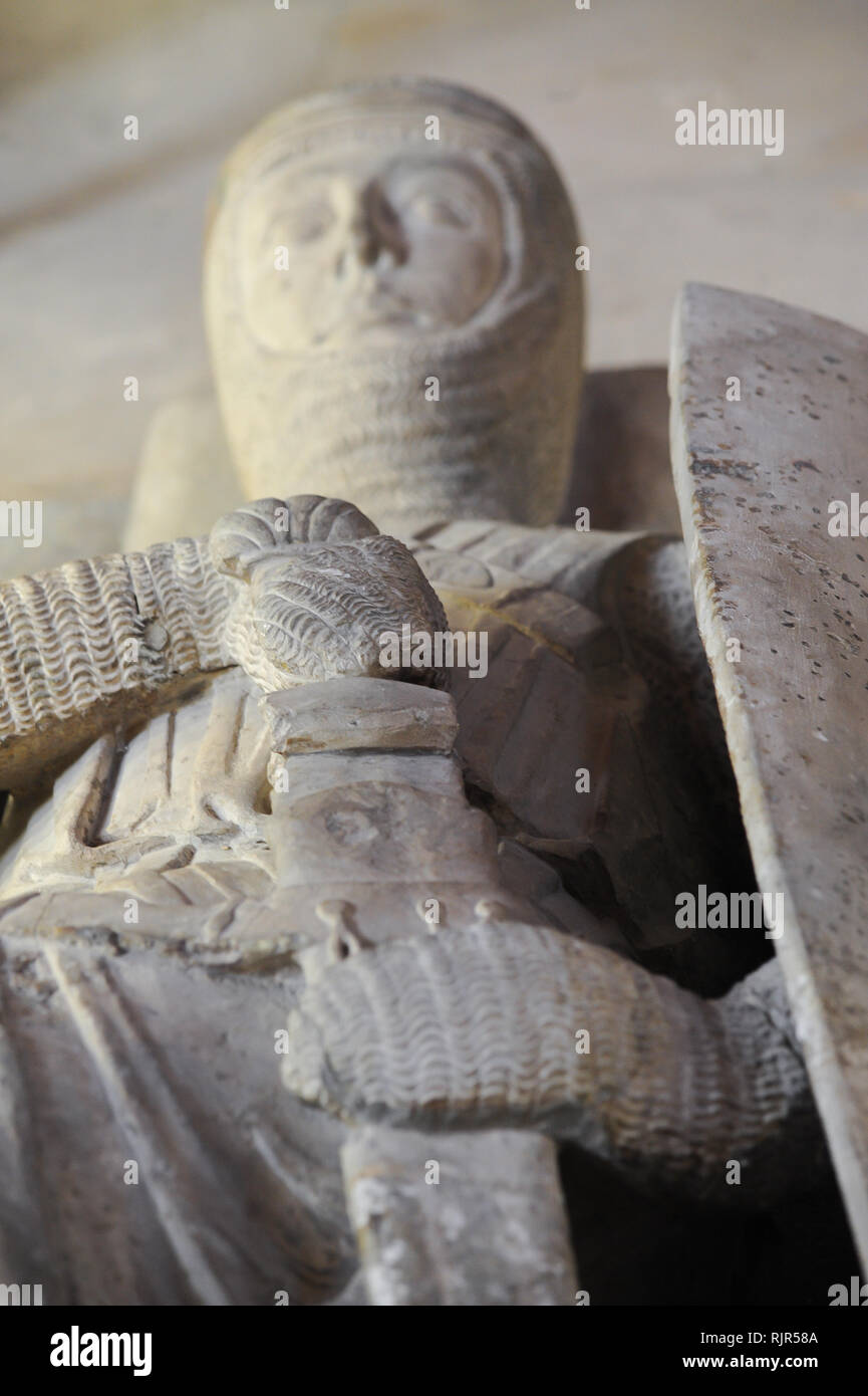 Gilbert Marschall, 4. Earl of Pembroke, Bildnis im romanischen Tempel Kirche Erbaut 1185 durch Ritter Templer von Dan Brown's 2003 meistverkauften Roman Stockfoto