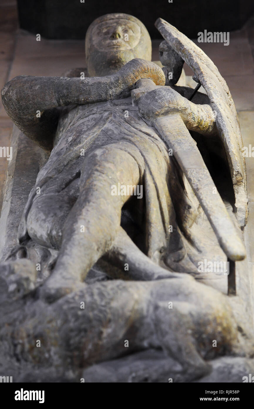 William Marshal, 2. Earl of Pembroke, Bildnis im romanischen Tempel Kirche Erbaut 1185 durch Ritter Templer von Dan Brown's 2003 meistverkauften Roman Stockfoto