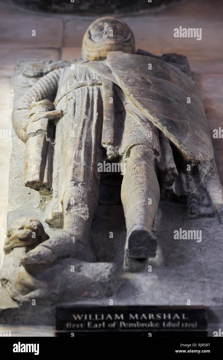 William Marshal, 1st Earl of Pembroke Bildnis im romanischen Tempel Kirche Erbaut 1185 durch Ritter Templer von Dan Brown's 2003 meistverkauften Roman Stockfoto