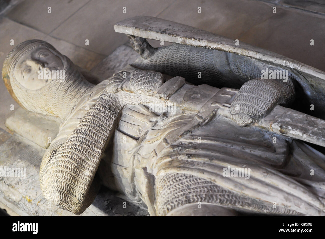 Gilbert Marschall, 4. Earl of Pembroke, Bildnis im romanischen Tempel Kirche Erbaut 1185 durch Ritter Templer von Dan Brown's 2003 meistverkauften Roman Stockfoto
