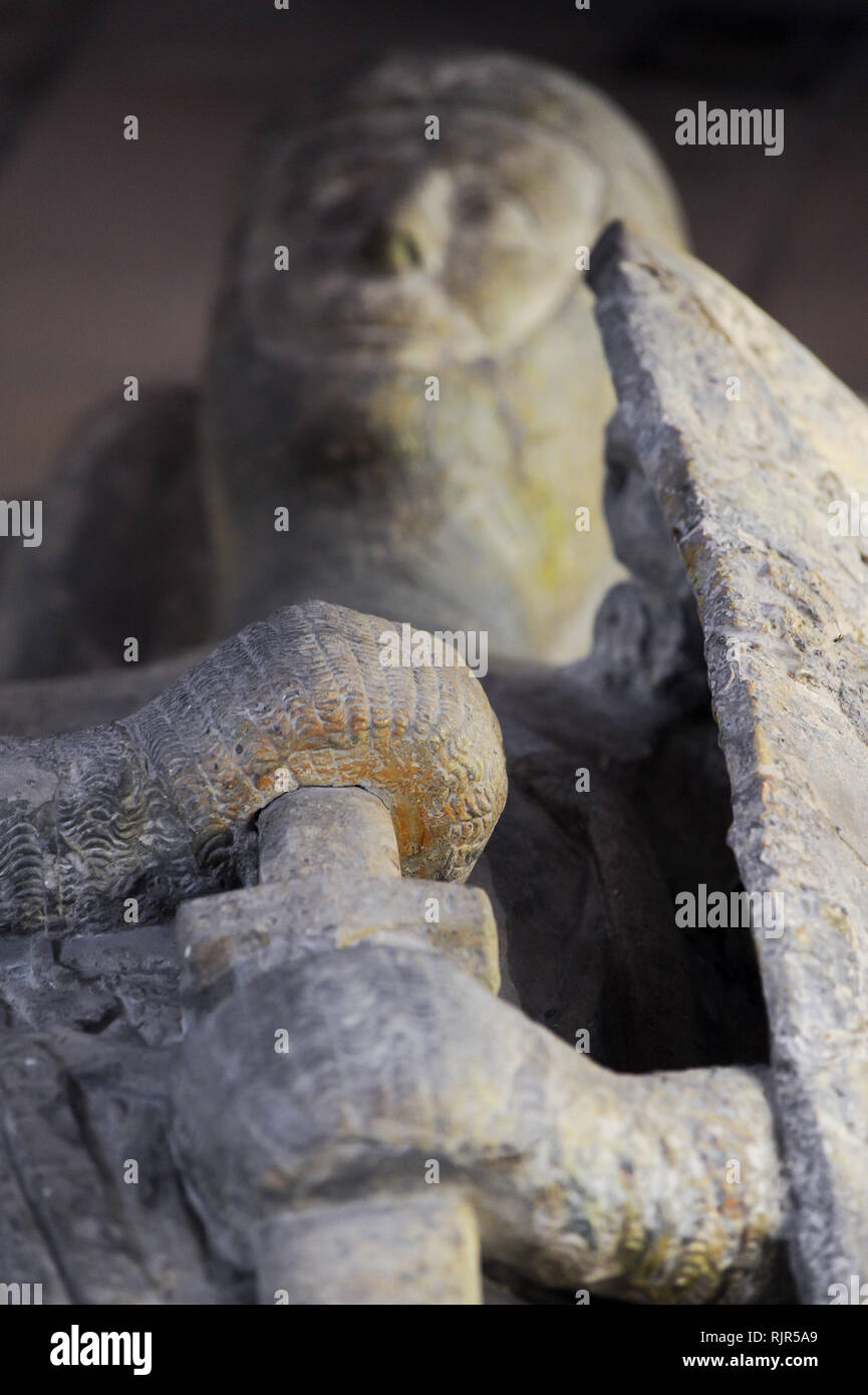 William Marshal, 2. Earl of Pembroke, Bildnis im romanischen Tempel Kirche Erbaut 1185 durch Ritter Templer von Dan Brown's 2003 meistverkauften Roman Stockfoto