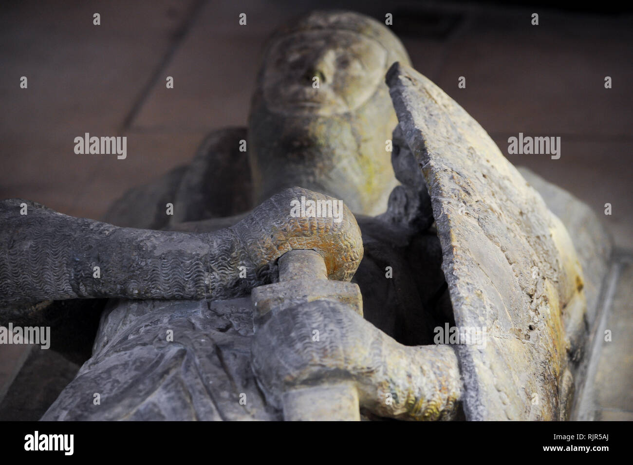 William Marshal, 2. Earl of Pembroke, Bildnis im romanischen Tempel Kirche Erbaut 1185 durch Ritter Templer von Dan Brown's 2003 meistverkauften Roman Stockfoto
