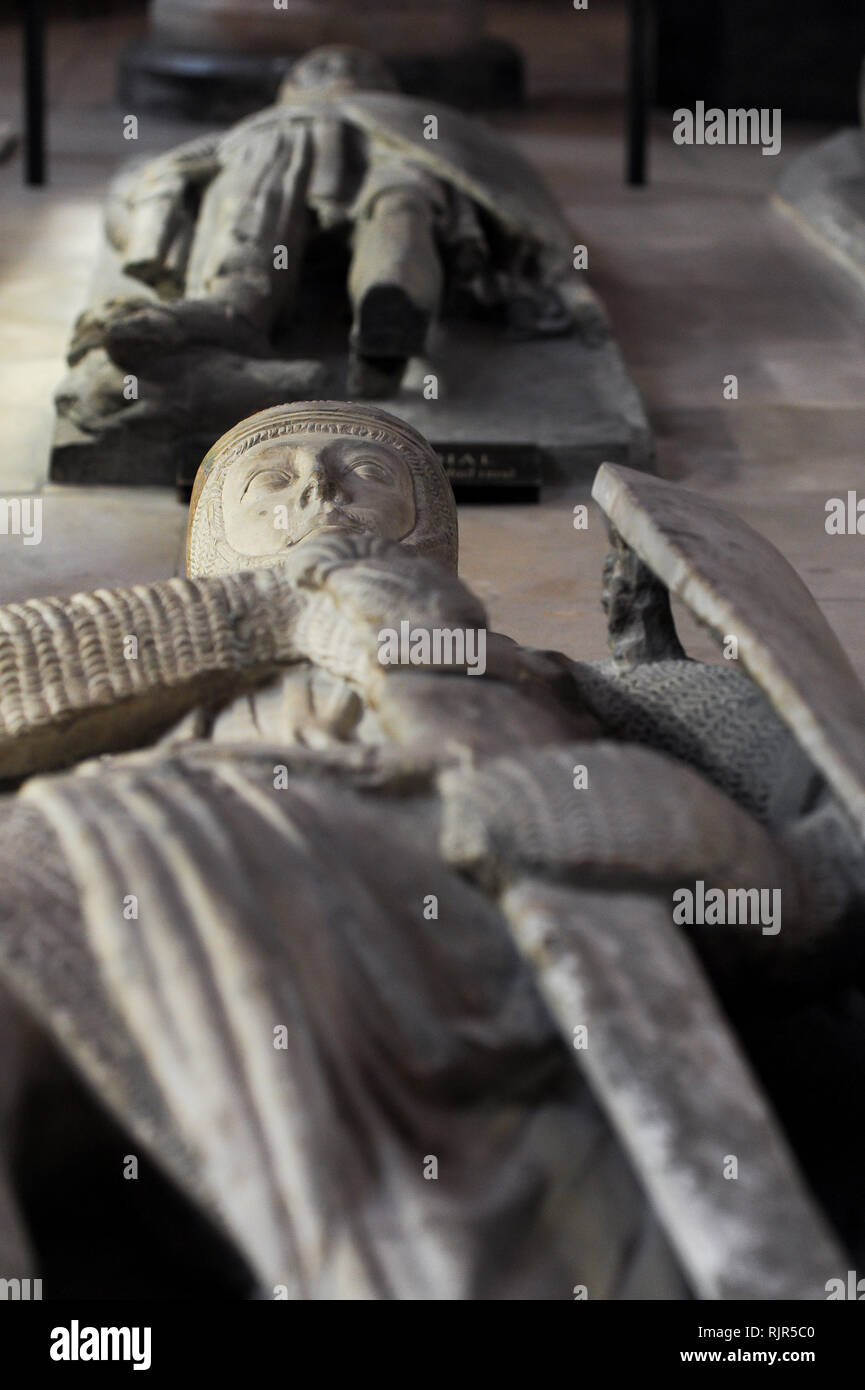 Gilbert Marschall, 4. Earl of Pembroke, Bildnis im romanischen Tempel Kirche Erbaut 1185 durch Ritter Templer von Dan Brown's 2003 meistverkauften Roman Stockfoto