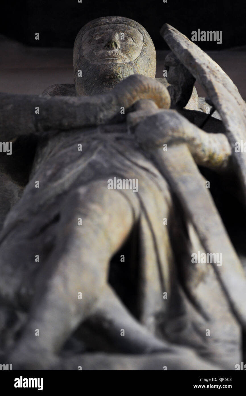 William Marshal, 2. Earl of Pembroke, Bildnis im romanischen Tempel Kirche Erbaut 1185 durch Ritter Templer von Dan Brown's 2003 meistverkauften Roman Stockfoto