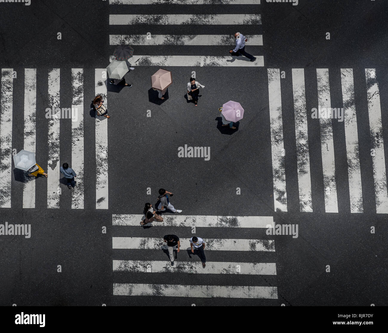 Luftaufnahme von Ginza in Tokio Crosing Stockfoto