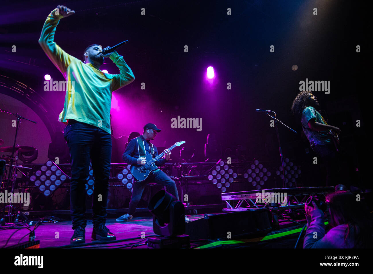 Fragen live bei o2 Victoria Warehouse Februar 2019 Stockfoto