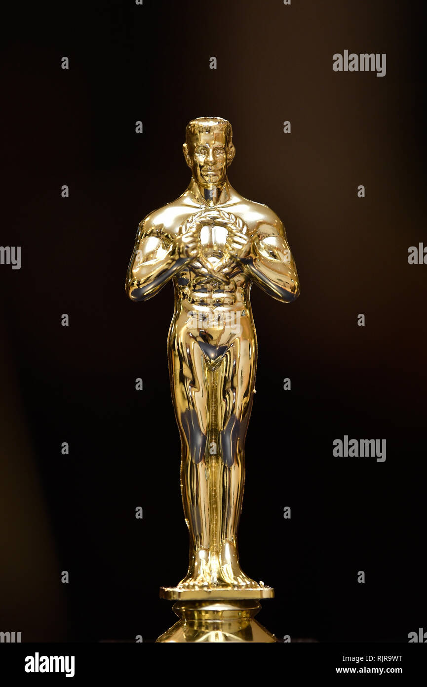 Eine goldene Oscar replica Trophy. Stockfoto