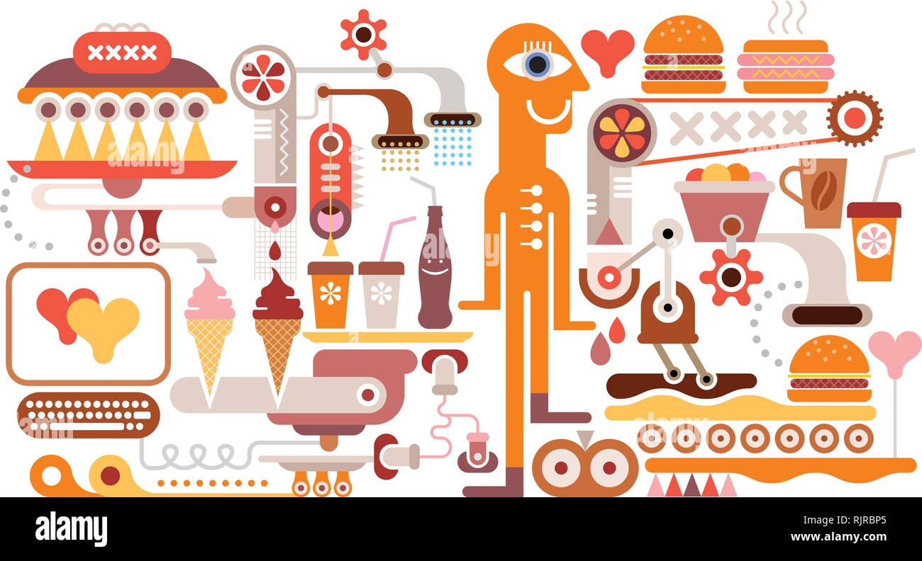 Fast Food Restaurant - Vector Illustration. Auf weiß isoliert. Gastronomie. Stock Vektor