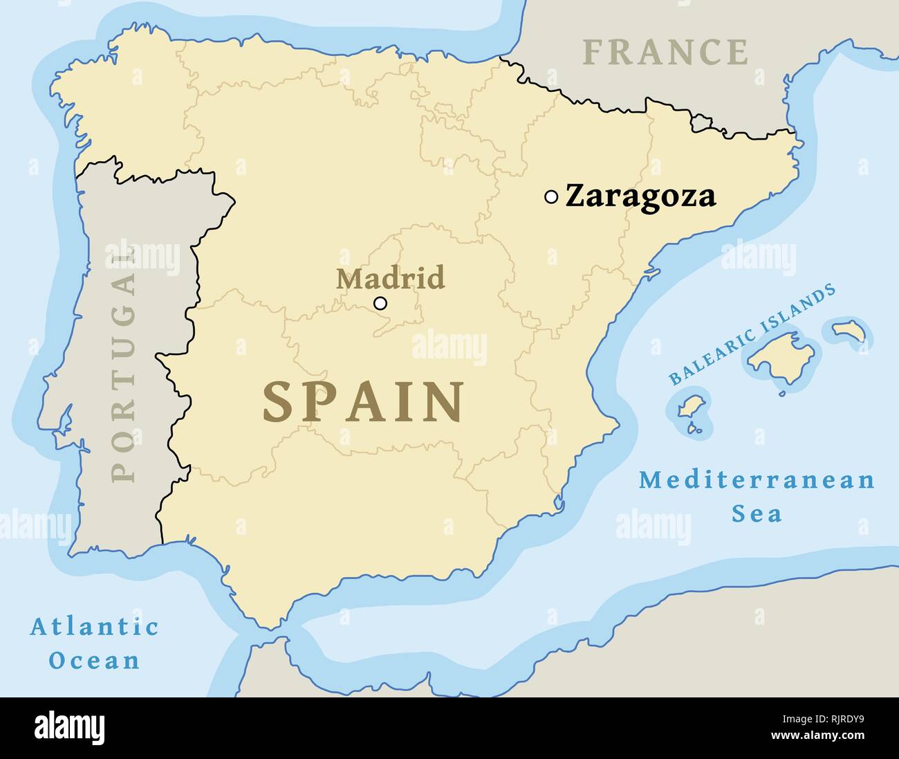 Zaragoza Karte Lage. Finden Stadt auf der Karte von Spanien - Vector Illustration. Stock Vektor
