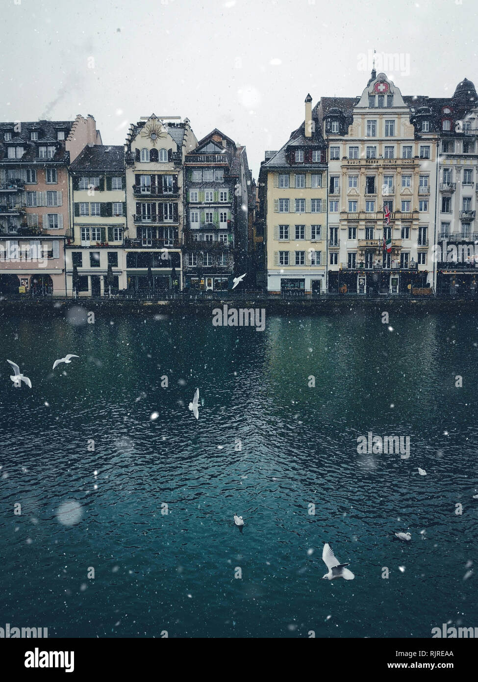 Luzern, Schweiz, historische Altstadt im Winter. Travel Concept. Stockfoto
