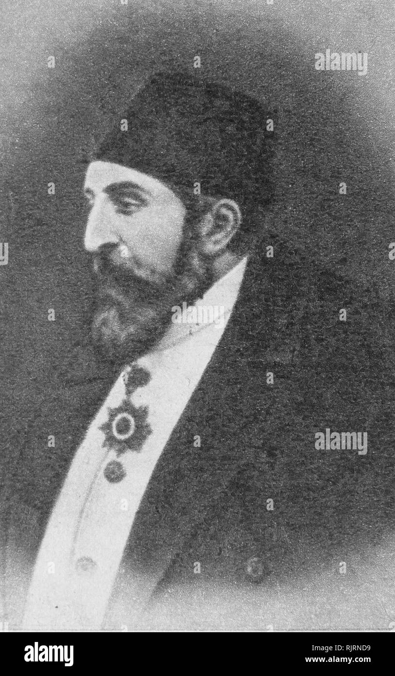 Abdul Hamid II (1842 - 1918), Sultan des Osmanischen Reiches; letzte Sultan eine effektive Kontrolle über das Land auszuüben. Er leitete eine Phase des Niedergangs, mit Aufständen, insbesondere auf dem Balkan, und einem erfolglosen Krieg mit dem Russischen Reich. Er regierte von 1876 bis er kurz nach der Jungtürkischen Revolution 1908, 1909 abgesetzt wurde. Stockfoto