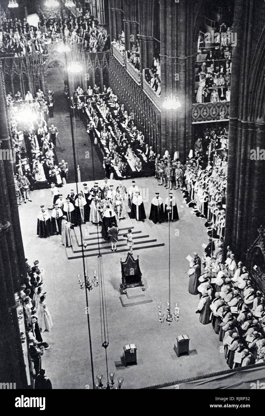 Die Krönung von Elisabeth II. des Vereinigten Königreichs, fand am 2. Juni 1953 in der Westminster Abbey, London. Stockfoto