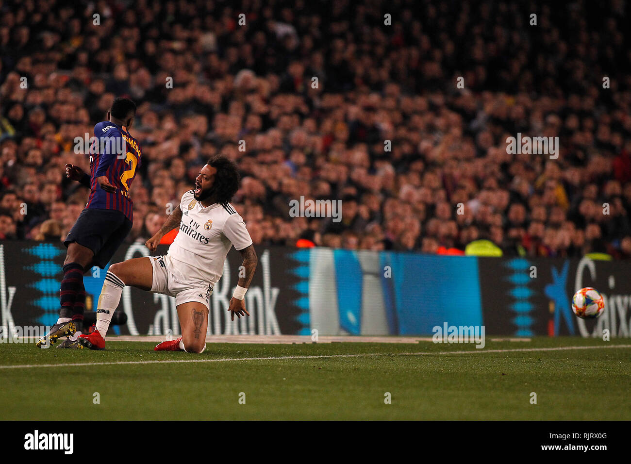 Spanien La Copa, Halbfinale, Hinspiel, FC Barcelona gegen Real Madrid, berichtete live während des Spiels Stockfoto Spanien La Copa, Halbfinale, Hinspiel, FC Barcelona gegen Real Madrid, berichtete live während des Spiels Stockfoto