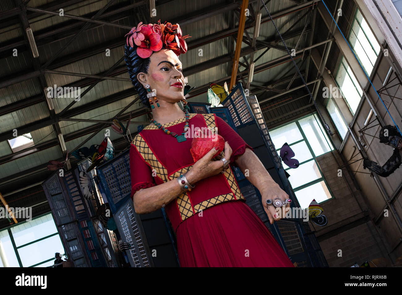 Viareggio, Italien. Februar 2019. Die Riesenschwollen des Karnevals von Viareggio stellen Frida kahlo dar. Kredit: Stefano Dalle Luche/Alamy Live News Stockfoto