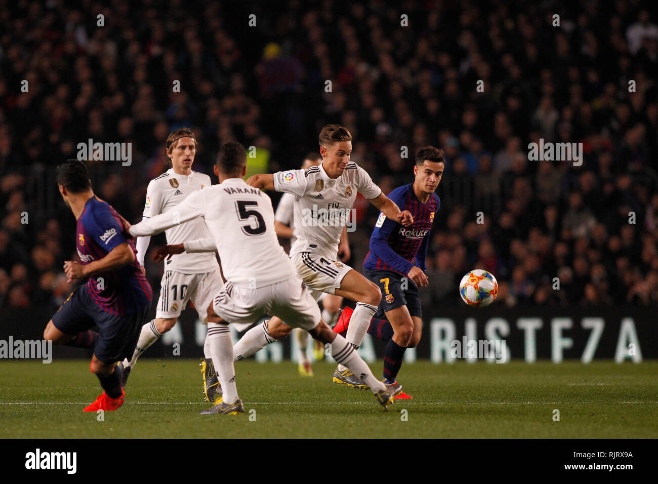 Spanien La Copa, Halbfinale, Hinspiel, FC Barcelona gegen Real Madrid, berichtete live während des Spiels Stockfoto Spanien La Copa, Halbfinale, Hinspiel, FC Barcelona gegen Real Madrid, berichtete live während des Spiels Stockfoto