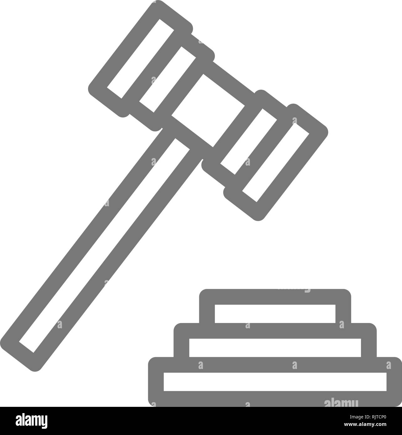 Richter oder Auktion hammer, Hammer line-Symbol. Stock Vektor
