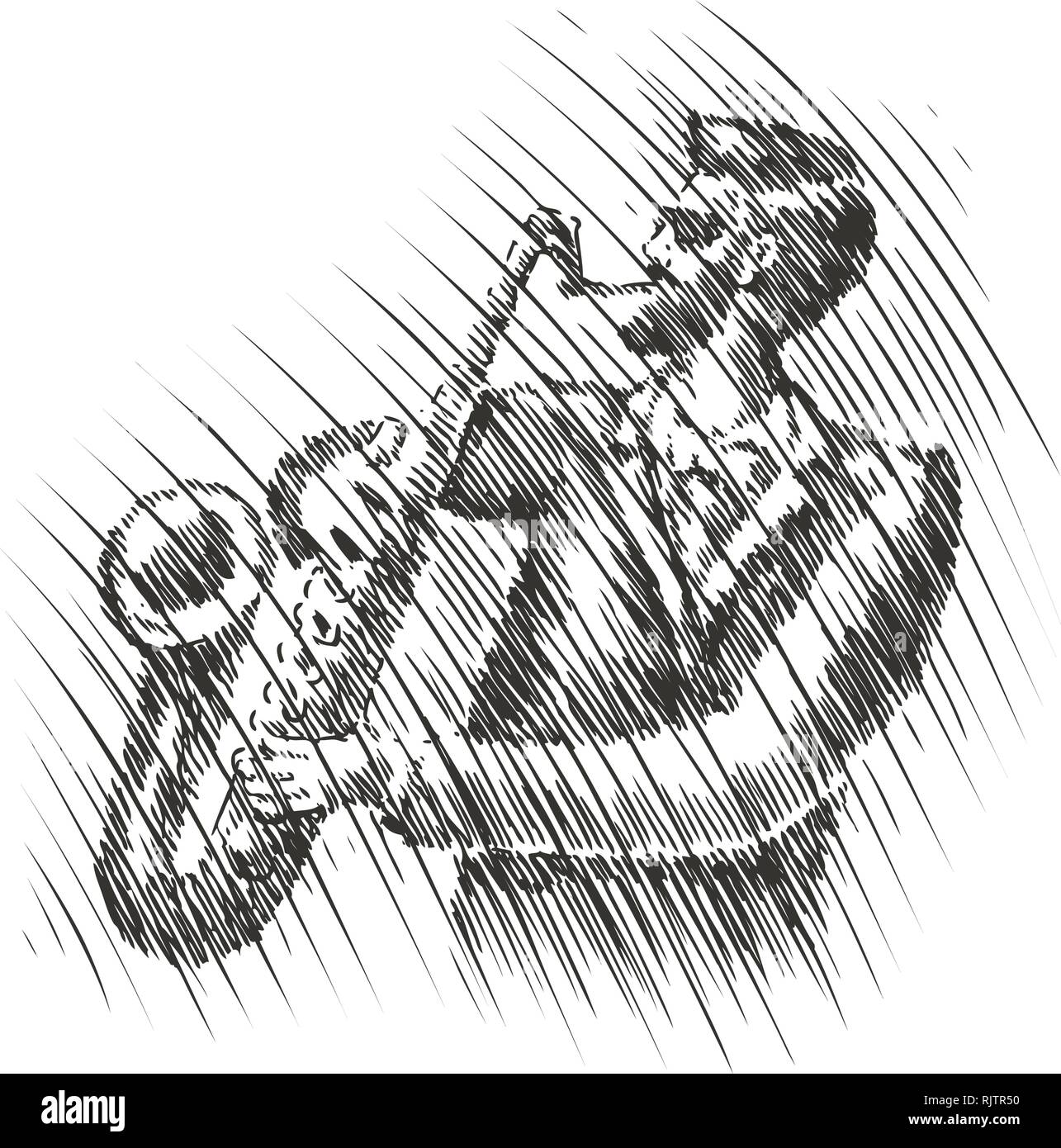 Musiker spielt das Saxophon. Live Musik, Musical Festival Skizze. Jazz, Blues, Vektor, Abbildung Stock Vektor