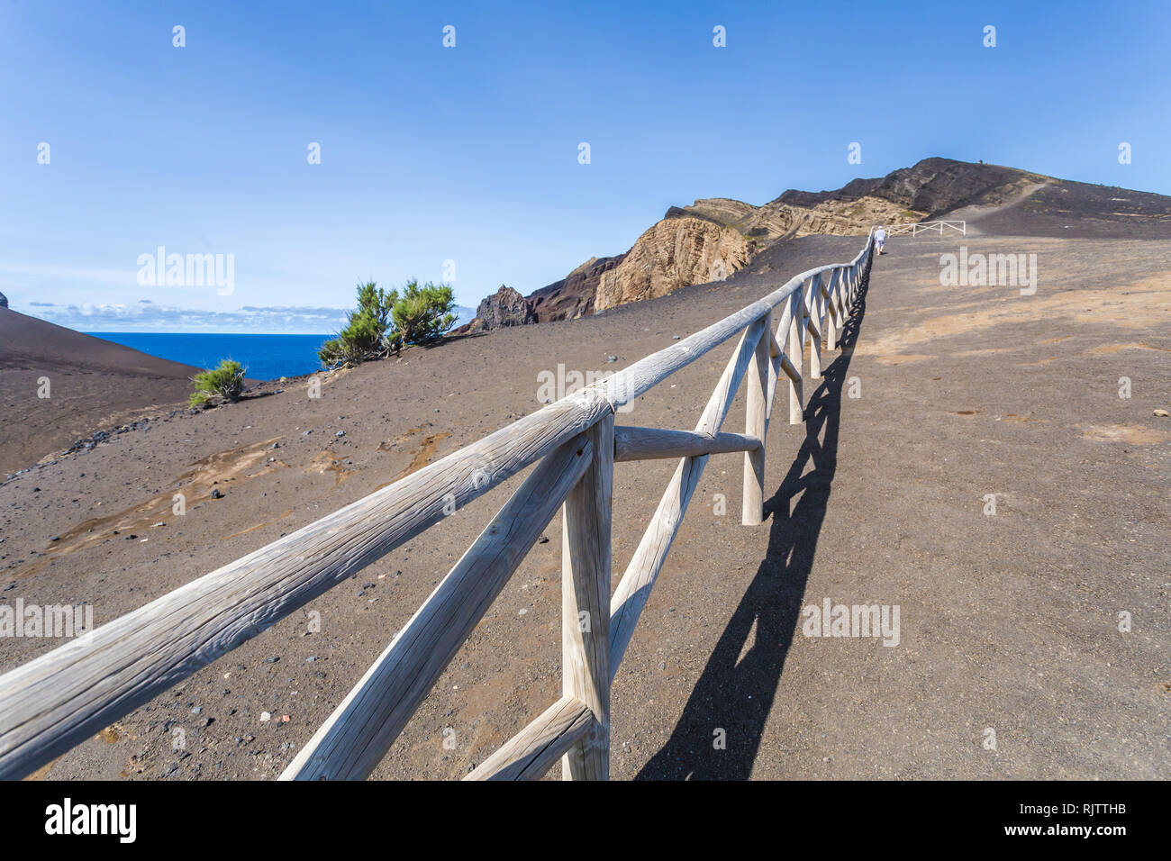 Portugal, Azoren, Faial Island, Capelinhos, Capelinhos Vulkanausbruch Website, Leuchtturm Stockfoto