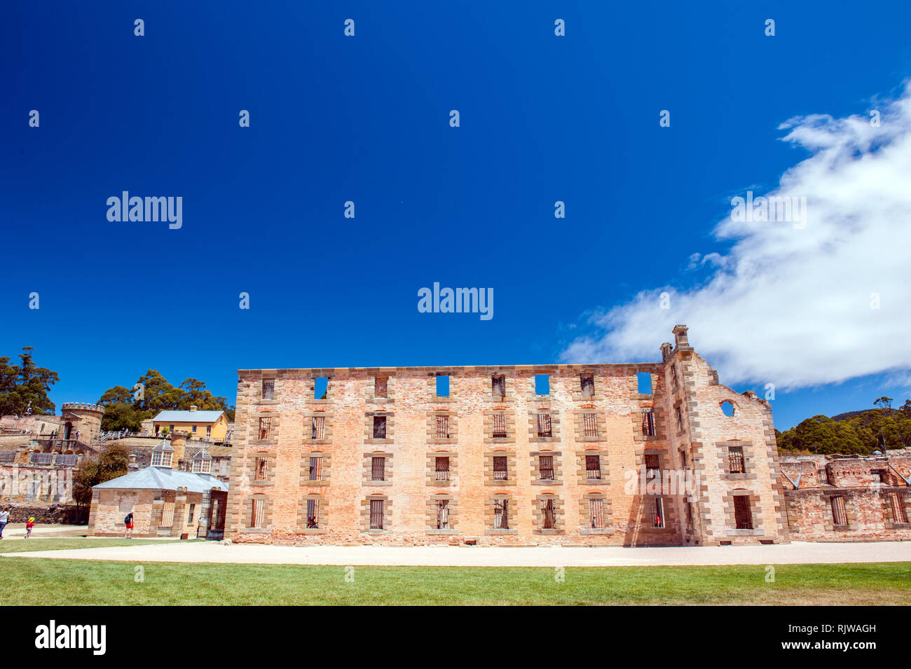 Der Strafvollzug in die historische Stätte Port Arthur, ein ehemaliger britischer strafrechtliche Station und jetzt eine Open-air Museum. Stockfoto