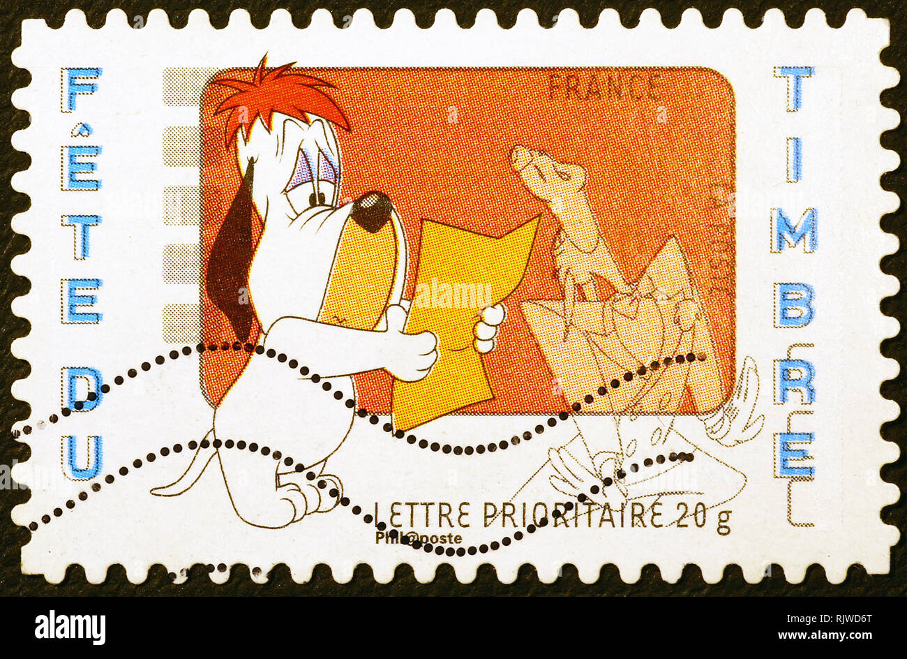 Cartoon von Tex Avery auf französische Briefmarke Stockfoto
