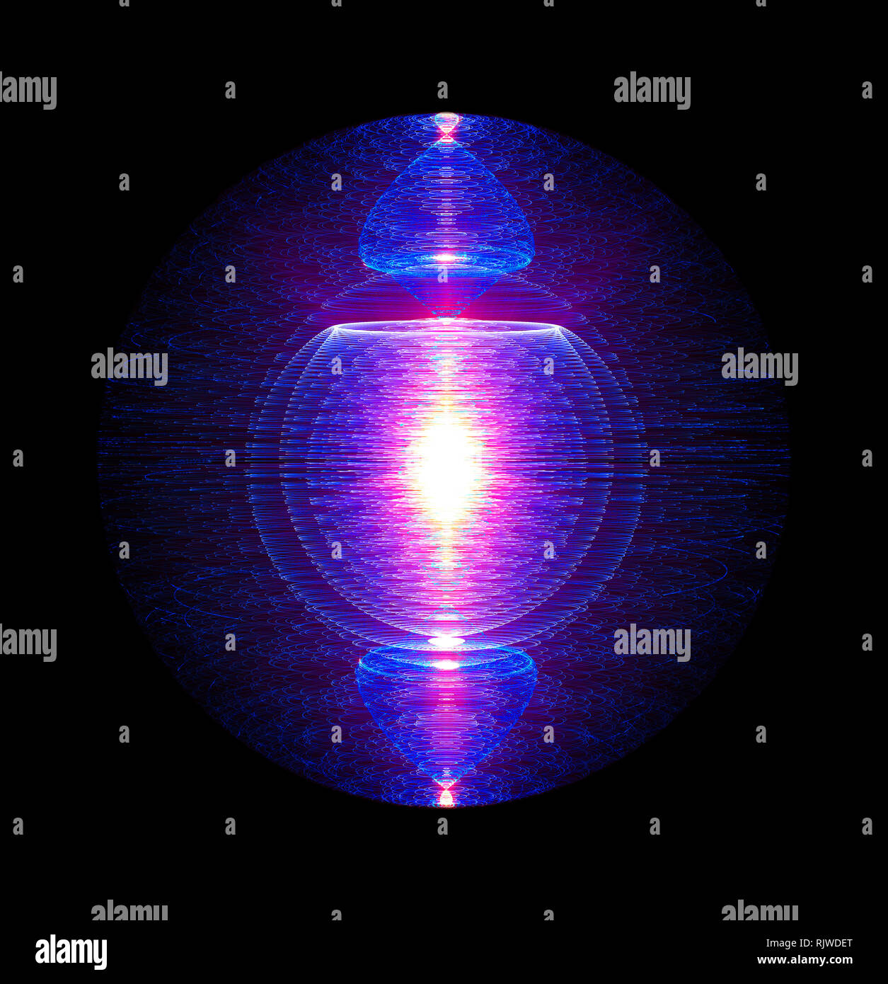 Energie Kugel mit glühenden Kern. Konzept für Antigravity, Magnetfeld, Kernfusion Stockfoto