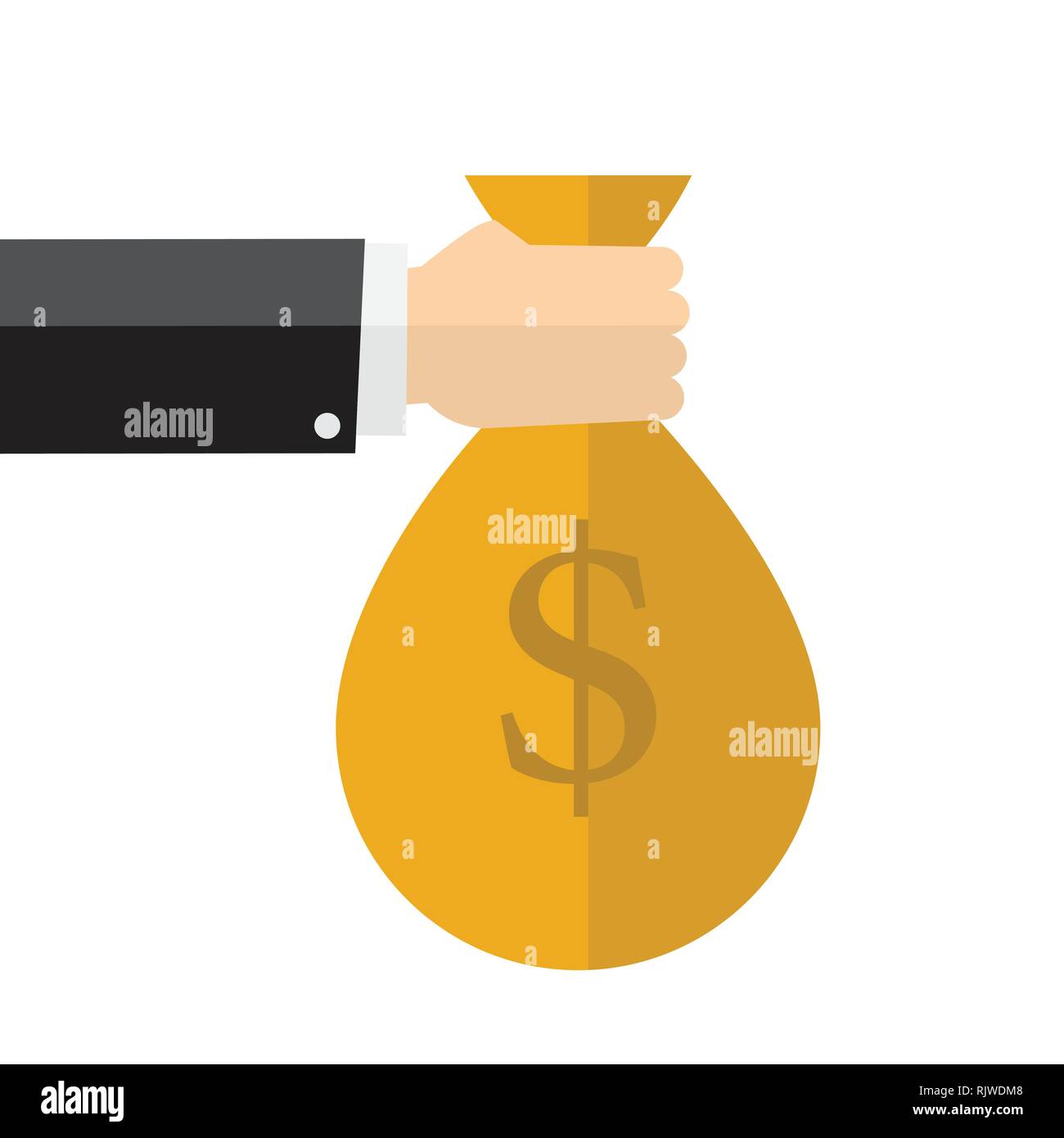 Die Unternehmer halten Geld beutel, für die Zahlung banking, Business und Finanzen Konzept, Flachbild Vector Illustration - Vector Illustration Stock Vektor