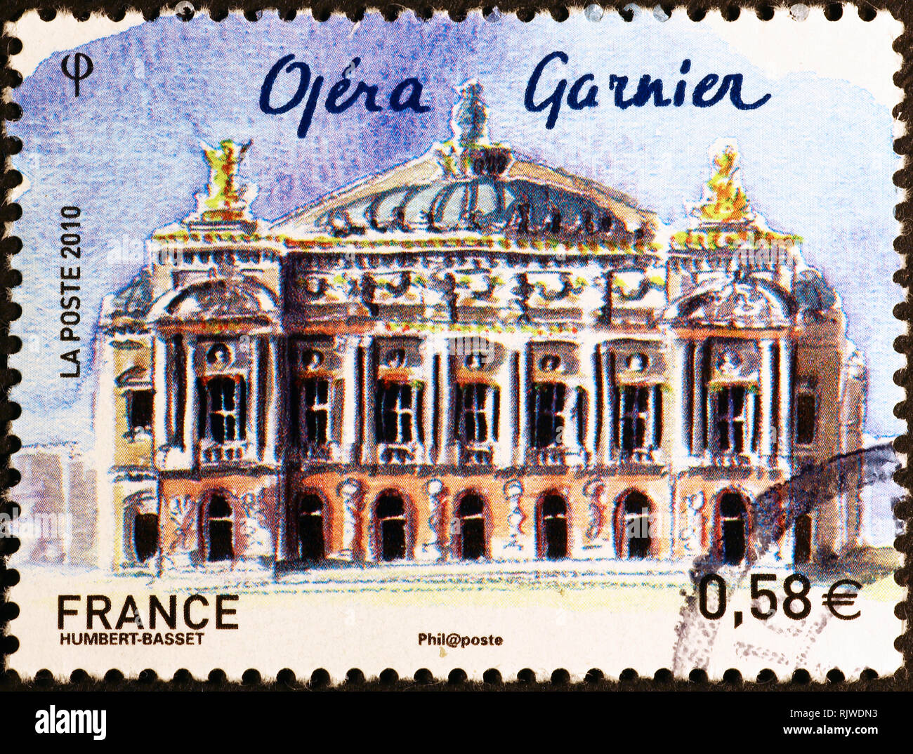 Paris Opera auf französische Briefmarke Stockfoto