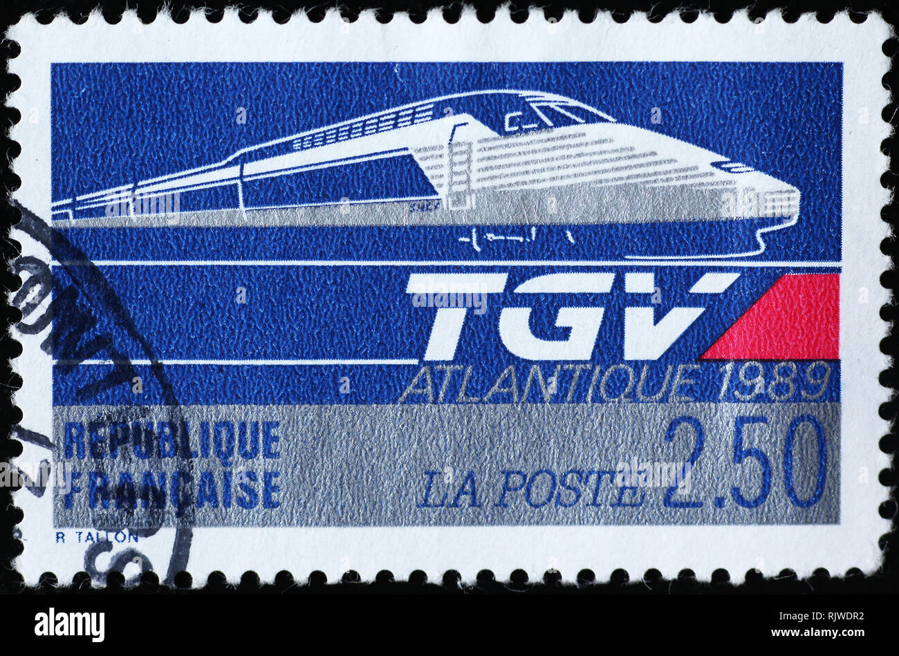 TGV auf französische Briefmarke Stockfoto