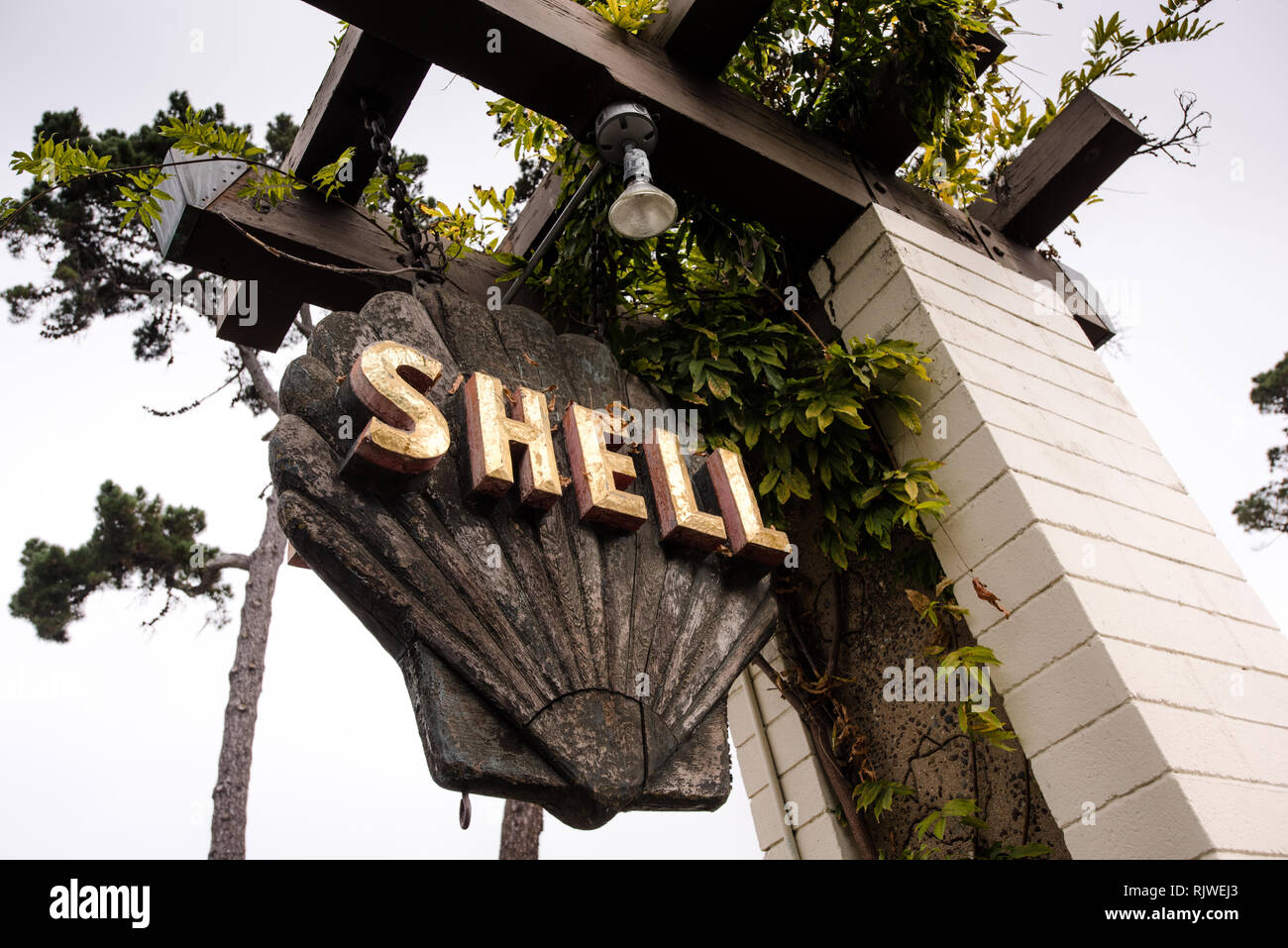 Shell Gas Station. Der Karmel am Meer. Stockfoto