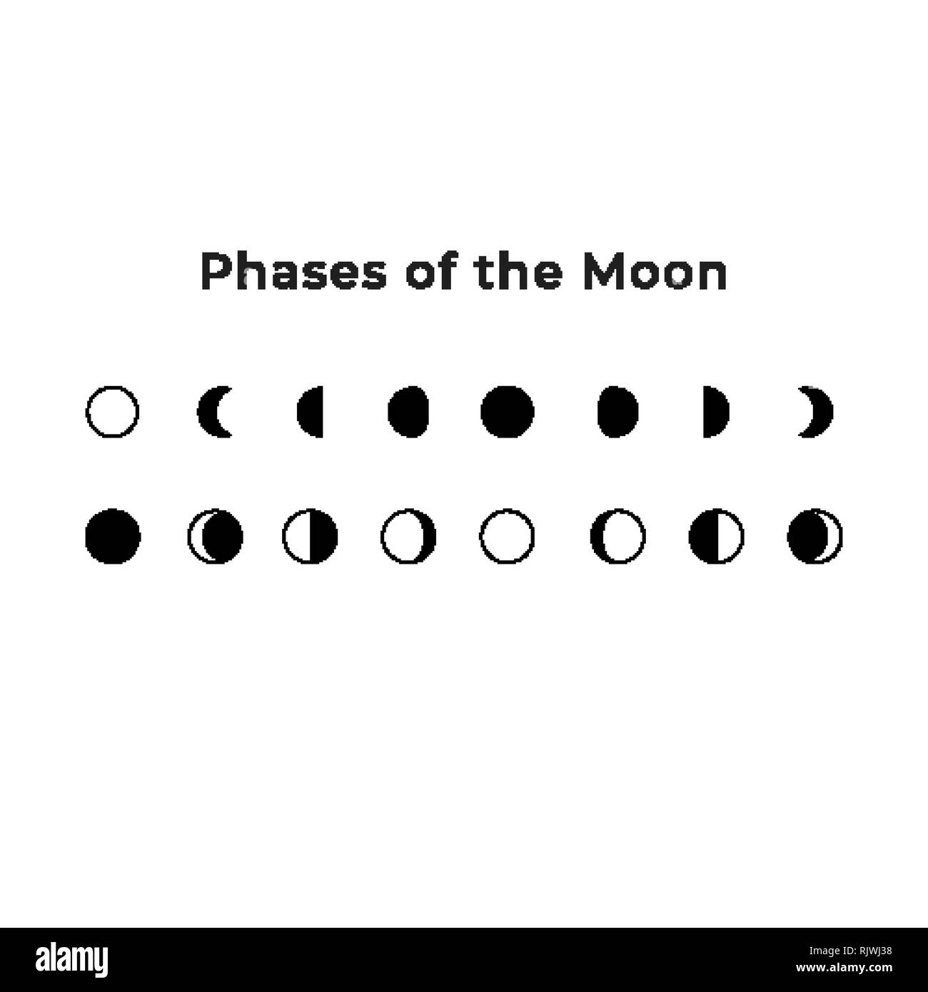 Phasen des Mondes Abbildung. Erde Sat-Symbole Stock Vektor