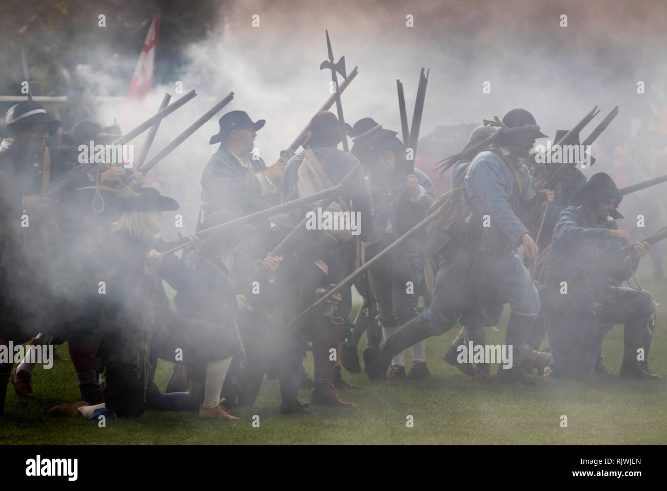 Historische Re-enactment der Englische Bürgerkrieg in Gloucester Sommer 2018 Stockfoto