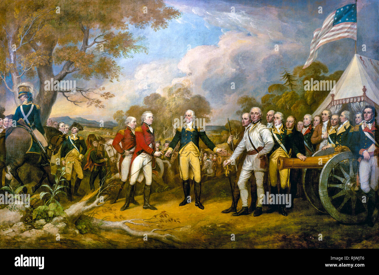 Die Kapitulation von General Burgoyne, John Trumbull, 1821 Stockfoto