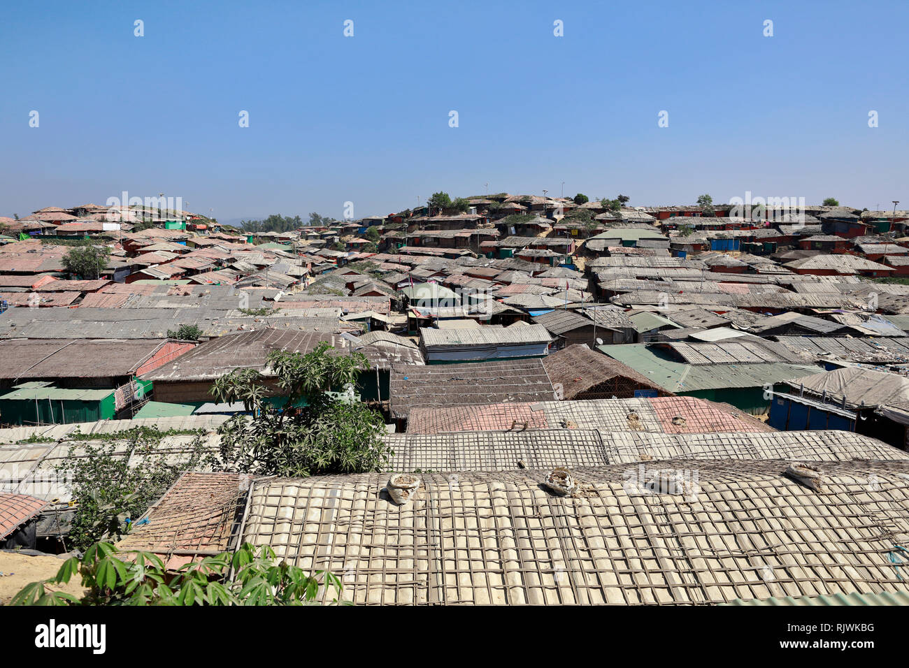 Cox's Bazar, Bangladesch - Februar 02, 2019: Allgemeine Ansicht des Balukhali Rohingya Flüchtlingslager bei Ukhiya in Cox's Bazar, Bangladesch. Stockfoto