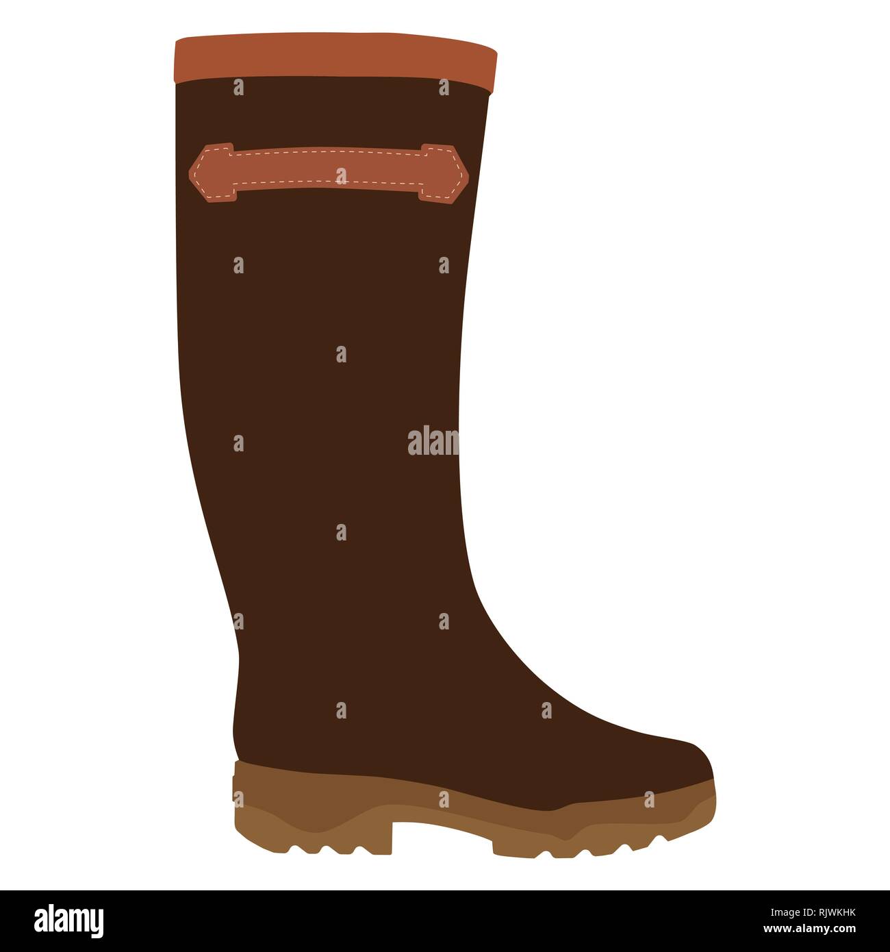 Vector Illustration braun Wellington Gummistiefel Mode Design. Wasserdichte Stiefel Stock Vektor