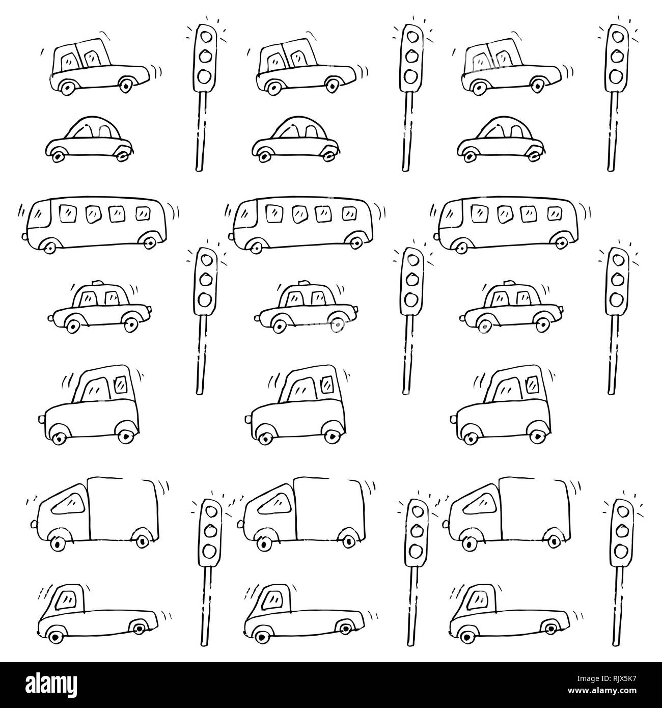 Cartoon von niedlichen Autos Muster Stockfoto