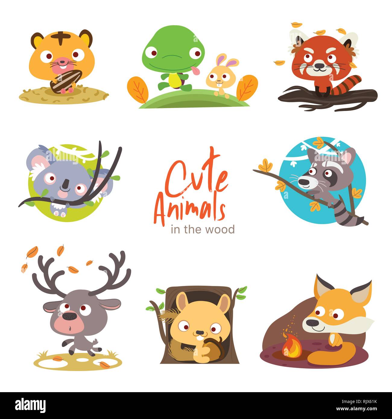 Niedliche Tiere mit Landschaft Stock Vektor