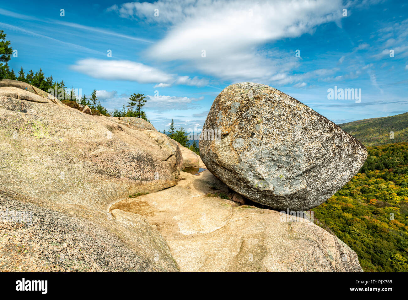 Bubble Rock in Acadia Nationalpark Stockfoto