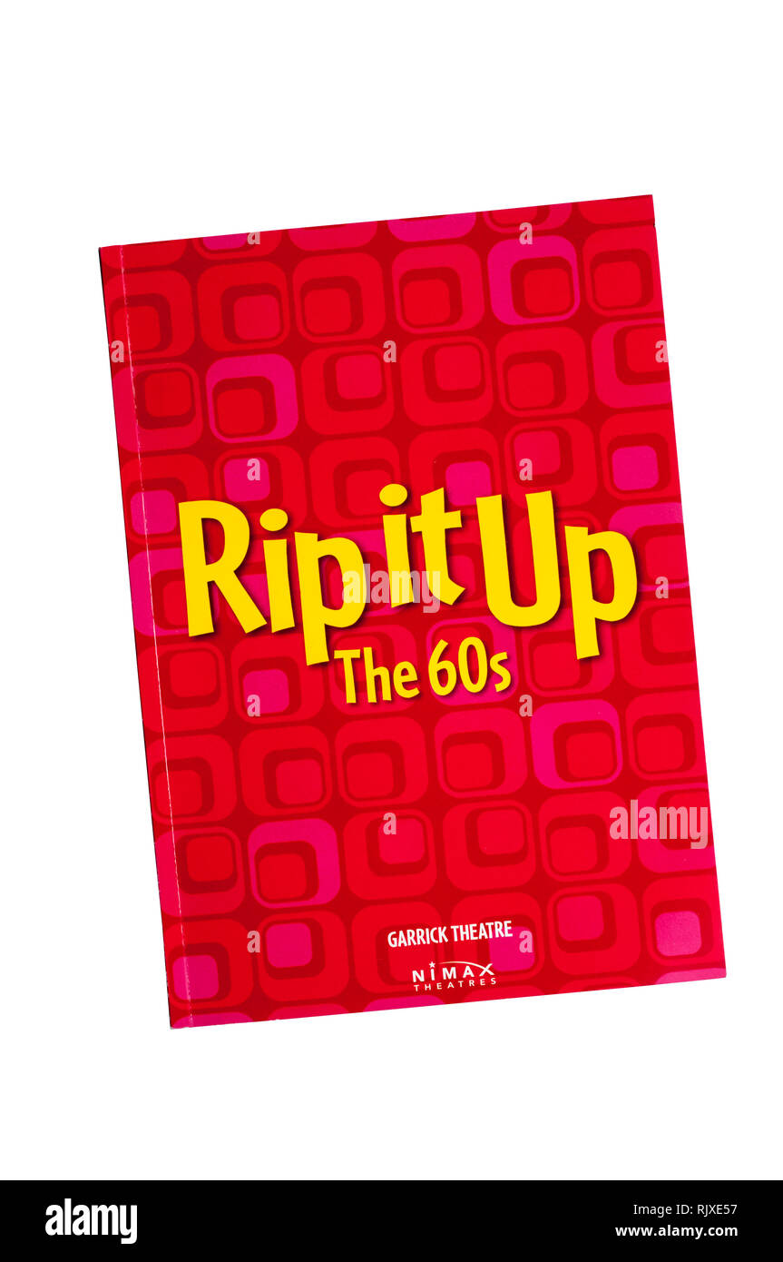 Programm für die 2019 Produktion von Rip It Up 60 s im Garrick Theatre. Mit Tanz und Musik aus den 60er Jahren. Stockfoto