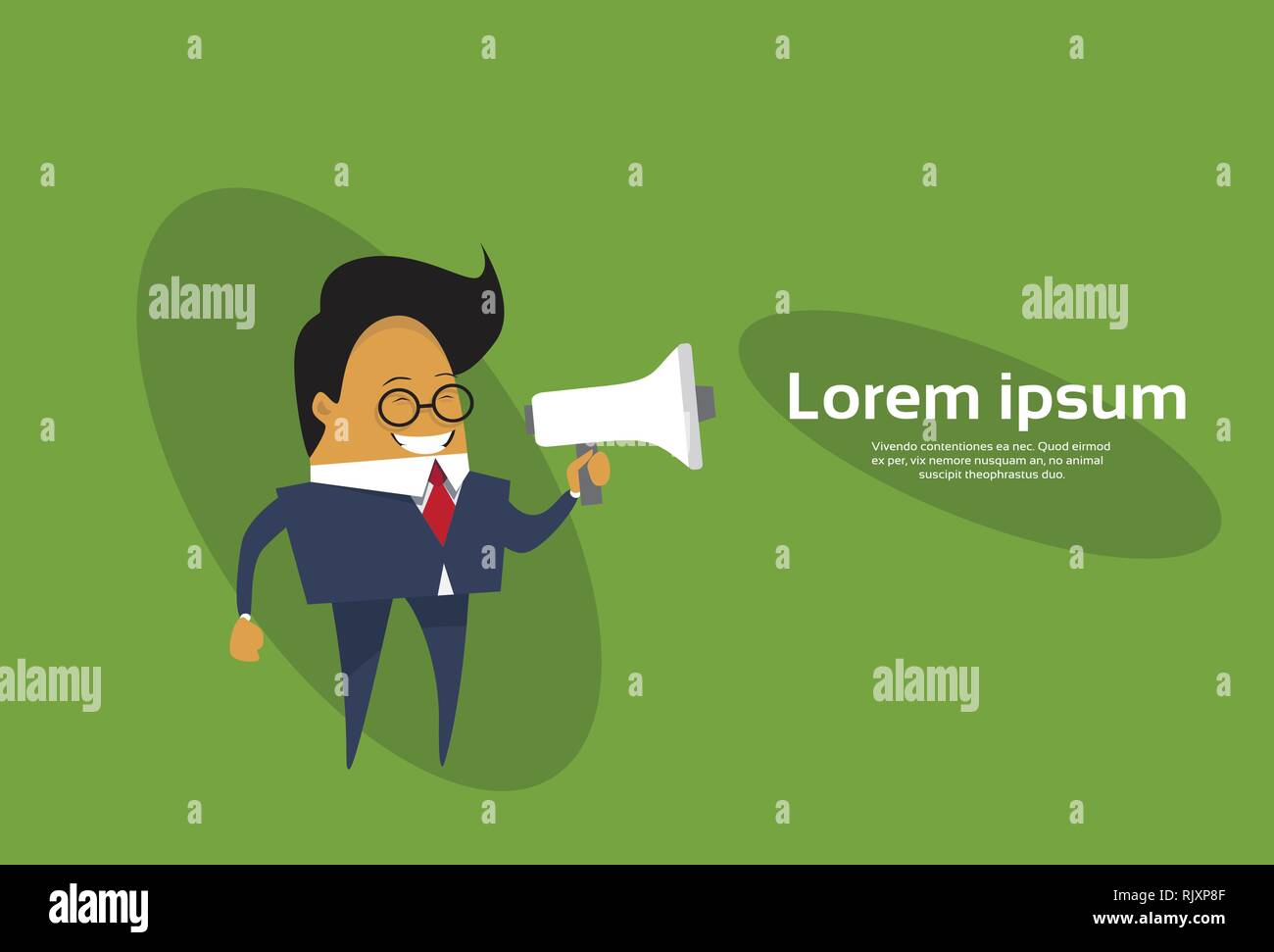 Asian Business Mann Megaphon oder Lautsprecher Ankündigung Konzept Stock Vektor