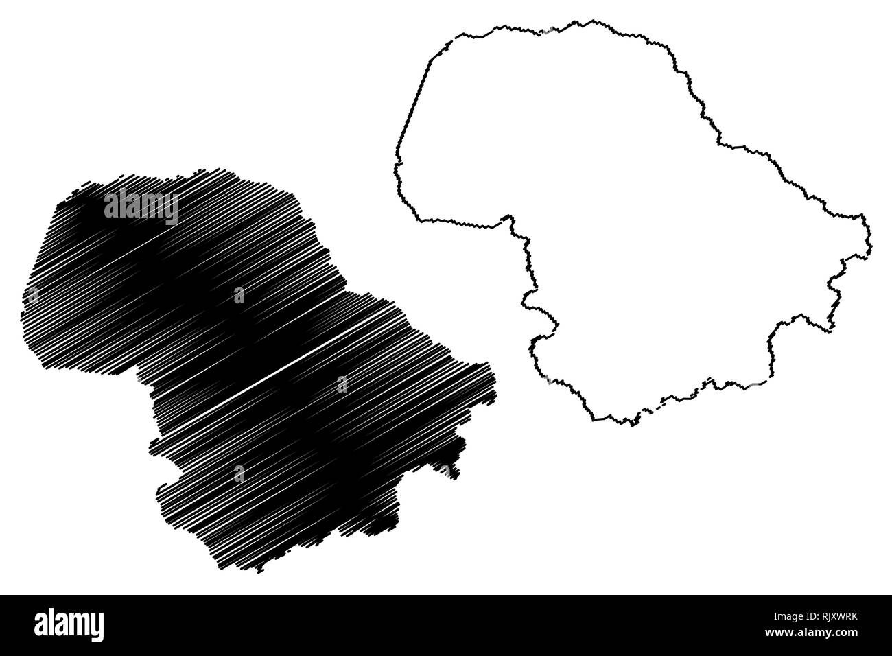 Provinz Dak Lak (Sozialistische Republik Vietnam, Unterteilungen von Vietnam) Karte Vektor-illustration, kritzeln Skizze Tinh Dac Nong Karte Stock Vektor