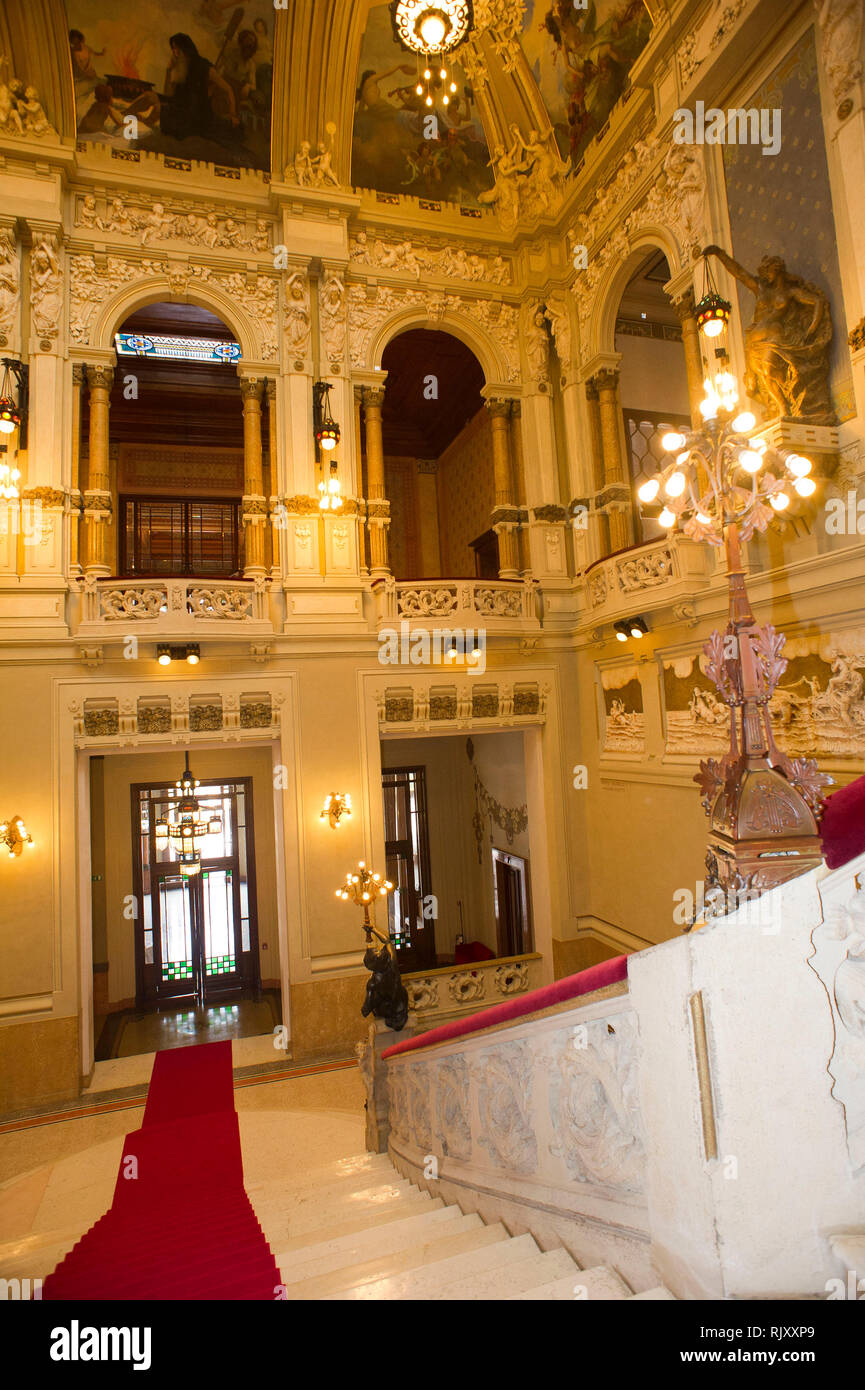 Italien, Lombardei, Bergamo, San. Pellegrino Terme; Städtischen Casino Kursaal von Arch. Romolo Squadrelli mit Glasfenstern von Giovanni Beltrame. Stockfoto