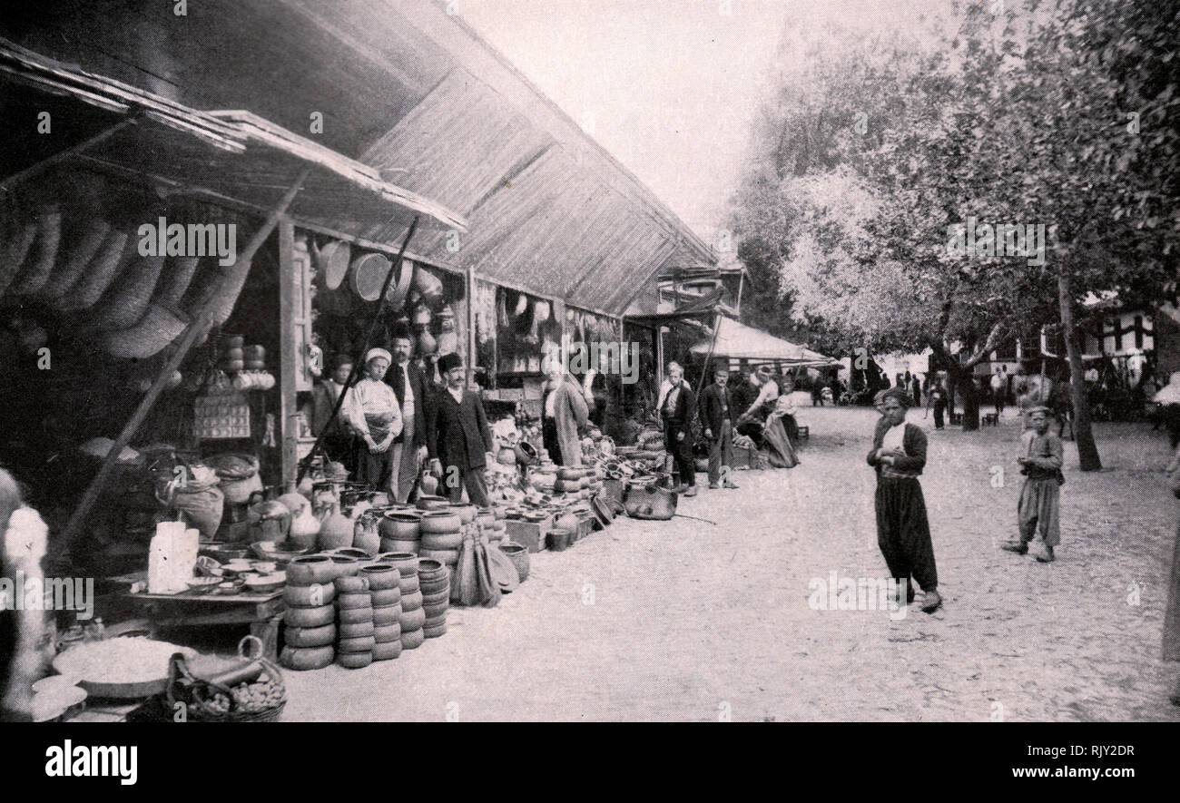 Basar an Broussa (Bursa, Türkei). Foto. Anfang des 20. Jahrhunderts. Stockfoto