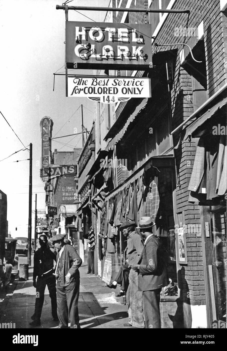 BEALE STREET, Memphis, Tennessee, 1939. Foto: Marion Wolcott. Stockfoto