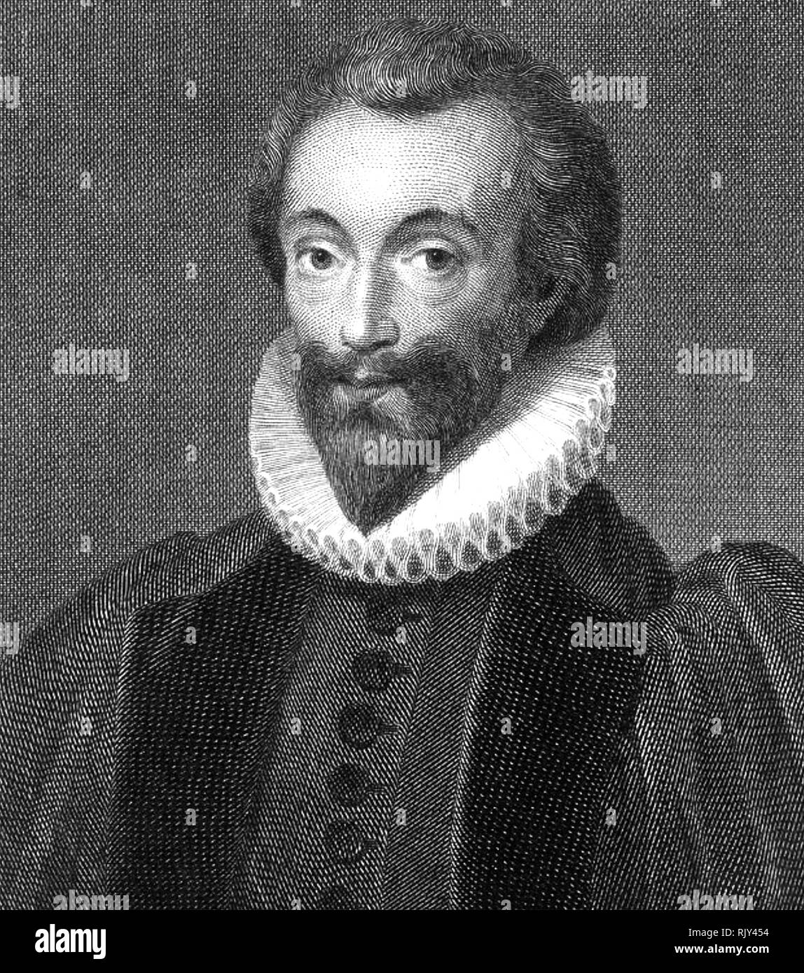 JOHN DONNE (1572-1631), englischer Dichter, Rechtsanwalt und Priester auf einem 1622 Malerei basiert Stockfoto