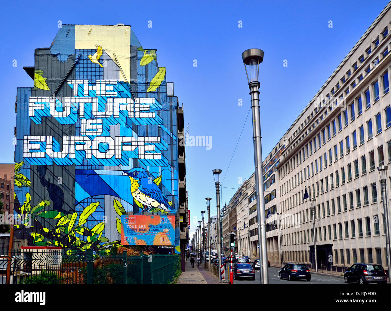 Brüssel, Belgien. "Die Zukunft ist Europa" (2017), Rue de la Loi, in der Nähe der Europäischen Kommission Stockfoto