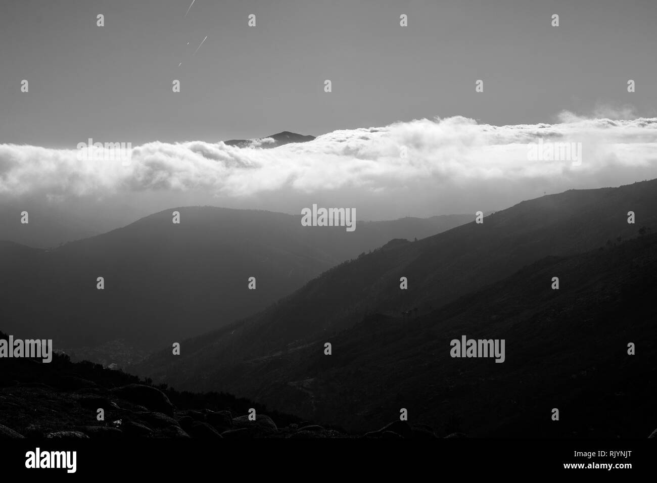 Blick über die Serra da Estrela Berge in Portugal. Stockfoto