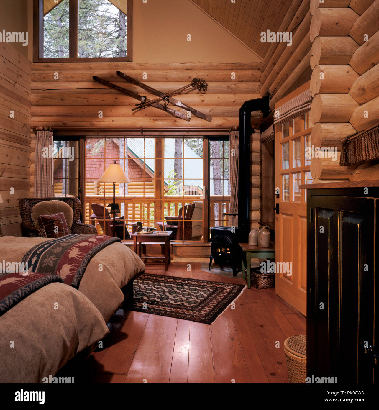 Resort Log Cabin Interior Stockfoto